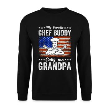 Mon copain chef préféré m’appelle grand-père nourriture cooki - Sweat-shirt Unisexe - noir - Devant - Alina (178cm) & Michal (187cm)