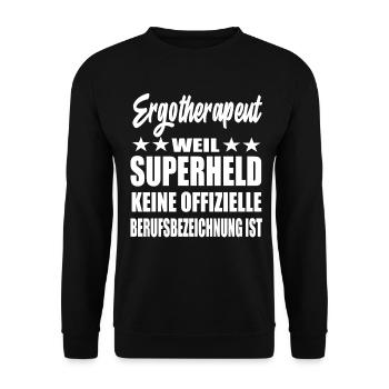 Ergotherapeut Superheld Spruch - Unisex Pullover - Schwarz - Vorne - Alina (178cm) & Michal (187cm)