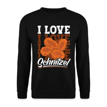 I Love Schnitzel - Unisex Pullover - Schwarz - Vorne - Alina (178cm) & Michal (187cm)