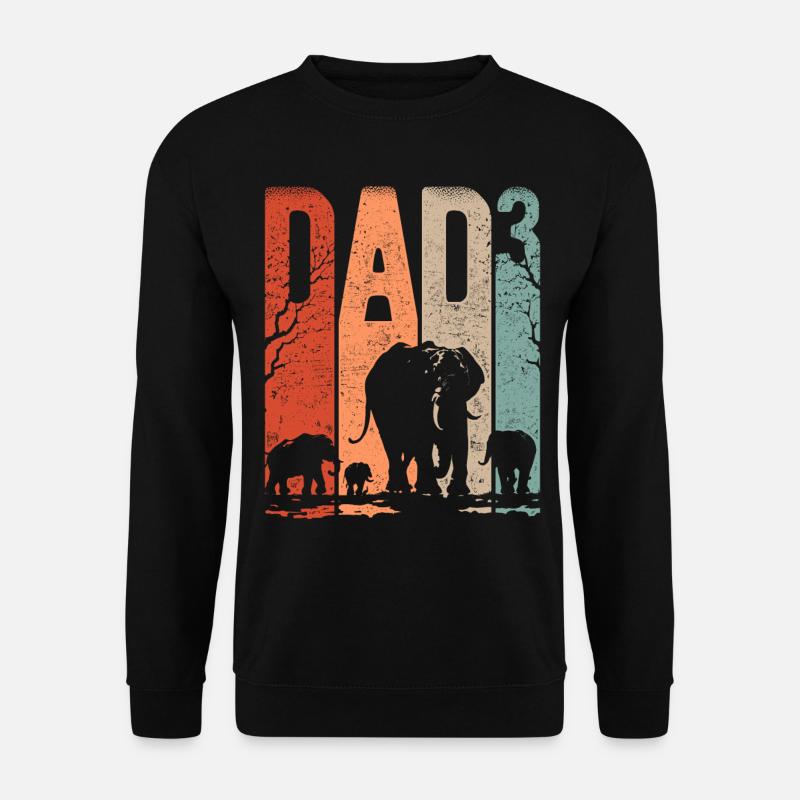 Dad Hoch 3 Papa Hoch 3 Kinder Papa Elefant - Unisex Pullover - Schwarz