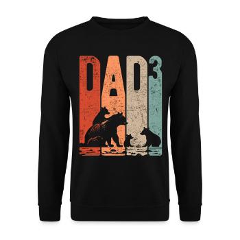 Dad Hoch 3 Papa Hoch 3 Kinder Bär Dreifacher Papa - Unisex Pullover - Schwarz - Vorne - Alina (178cm) & Michal (187cm)