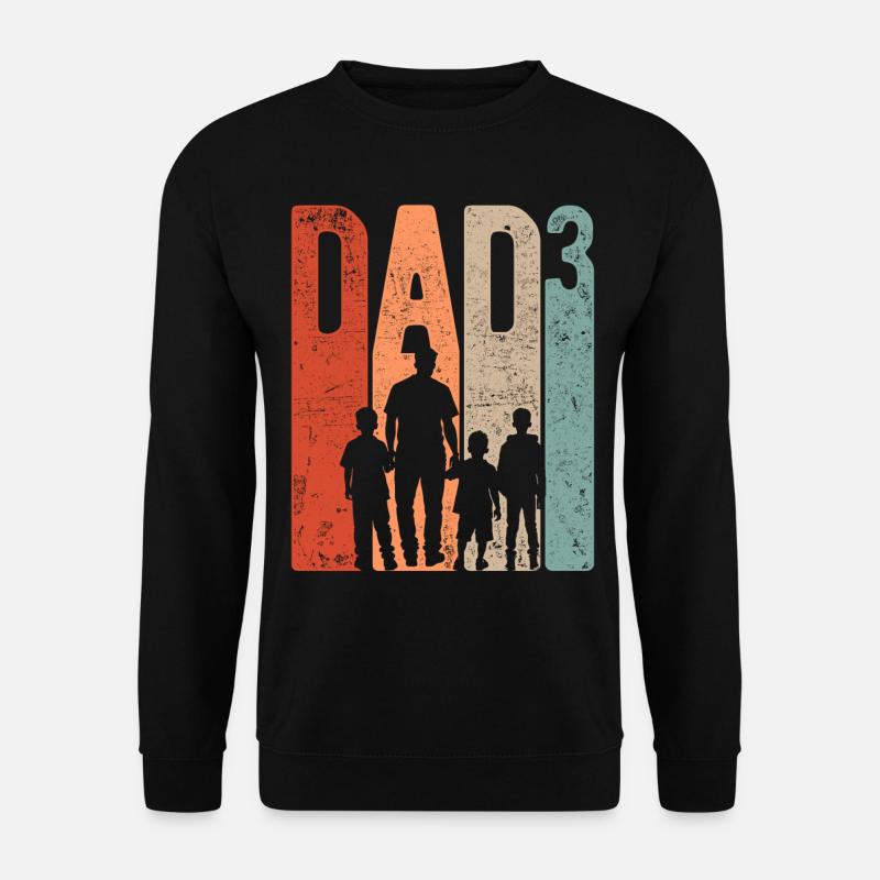 Dad Hoch 3 Papa Hoch 3 Kinder Drei Jungen Retro - Unisex Pullover - Schwarz