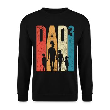 Dad Hoch 3 Papa Hoch 3 Kinder Drei Mädchen Retro - Unisex Pullover - Schwarz - Vorne - Alina (178cm) & Michal (187cm)