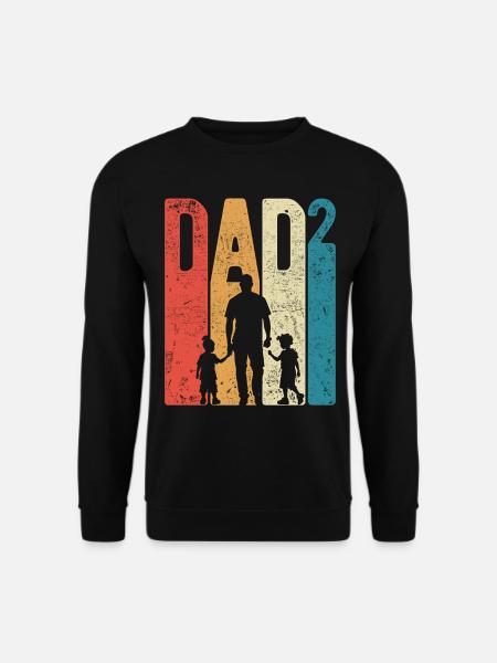 Dad Hoch 2 Papa Hoch 2 Kinder Zwei Söhne Retro - Unisex Pullover - Schwarz