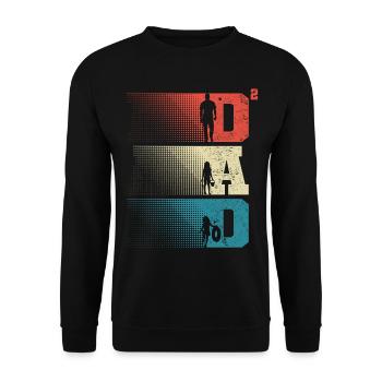 Dad Hoch 2 Papa Hoch 2 Kinder Zwei Mädchen Retro - Unisex Pullover - Schwarz - Vorne - Alina (178cm) & Michal (187cm)