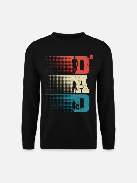 Dad Hoch 2 Papa Hoch 2 Kinder Zwei Mädchen Retro - Unisex Pullover - Schwarz