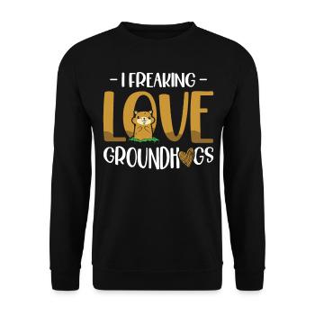 I Freaking Love Marmots No Shadow Crew - Sweat-shirt Unisexe - noir - Devant - Alina (178cm) & Michal (187cm)