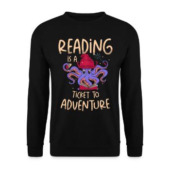 Reading is a ticket to adventure - Unisex Sweatshirt - black - Front - Alina (178cm) & Michal (187cm)