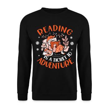 Reading is a ticket to adventure - Unisex Sweatshirt - black - Front - Alina (178cm) & Michal (187cm)