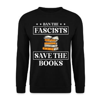 Ban The Fascists Save The Books Verbotener - Unisex Sweatshirt - black - Front - Alina (178cm) & Michal (187cm)