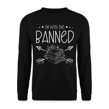 I'm with the banned bookworm - Unisex Sweatshirt - black - Front - Alina (178cm) & Michal (187cm)