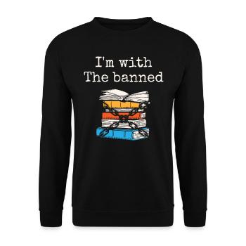 I'm with the banned bookworm - Unisex Sweatshirt - black - Front - Alina (178cm) & Michal (187cm)