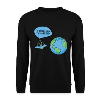 Space Alien Astronomy Alien Spaceship Comic - Unisex Sweatshirt - black - Front - Alina (178cm) & Michal (187cm)