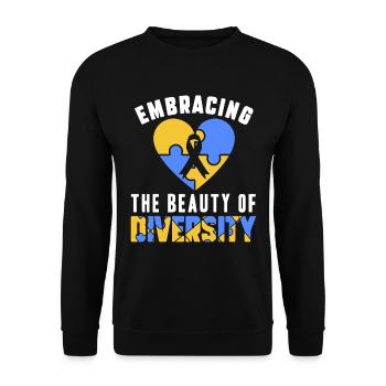 Welt-Down-Syndrom-Tag Bewusstsein für Vielfalt - Unisex Pullover - Schwarz - Vorne - Alina (178cm) & Michal (187cm)