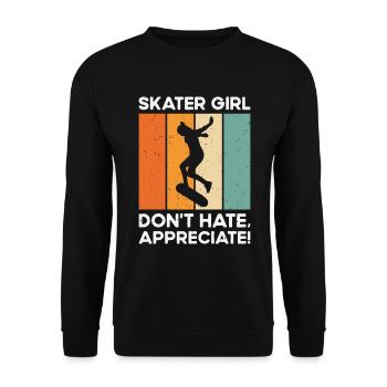 Journée internationale de la femme Skater Girl - Sweat-shirt Unisexe - noir - Devant - Alina (178cm) & Michal (187cm)