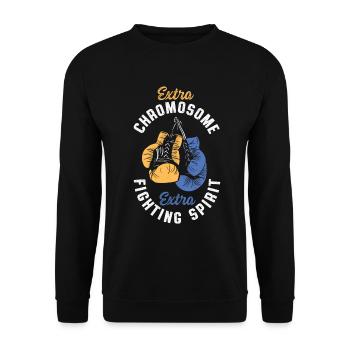 Welt-Down-Syndrom-Tag Boxen Sport Boxhandschuhe - Unisex Pullover - Schwarz - Vorne - Alina (178cm) & Michal (187cm)