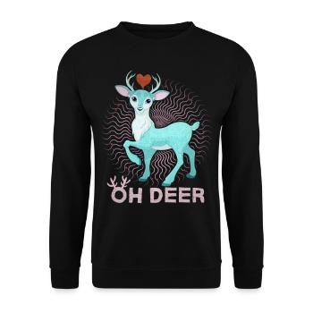 Drôle de dicton avec cerf, Oh cerf, dicton, jeu de mots - Sweat-shirt Unisexe - noir - Devant - Alina (178cm) & Michal (187cm)