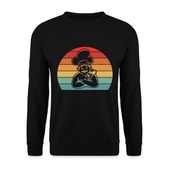 Chef Hat And Face Chef Cook Professional Cook Tool - Unisex Pullover - Schwarz - Vorne - Alina (178cm) & Michal (187cm)