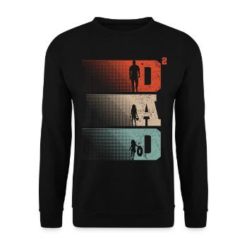 Dad Hoch 2 Papa Hoch 2 Kinder Zwei Mädchen Retro - Unisex Pullover - Schwarz - Vorne - Alina (178cm) & Michal (187cm)
