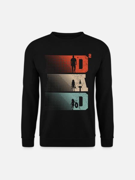 Dad Hoch 2 Papa Hoch 2 Kinder Zwei Mädchen Retro - Unisex Pullover - Schwarz