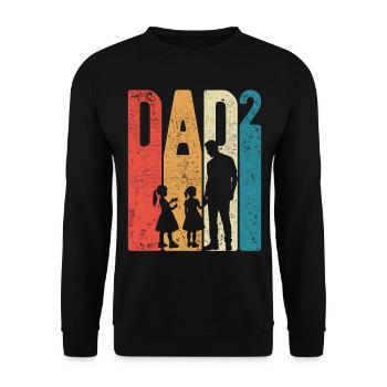Dad Hoch 2 Papa Hoch 2 Kinder Zwei Mädchen Retro - Unisex Pullover - Schwarz - Vorne - Alina (178cm) & Michal (187cm)