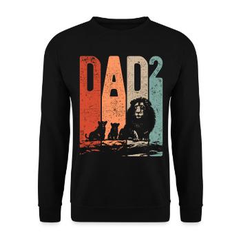 Dad Hoch 2 Papa Hoch 2 Kinder Zweifacher Papa Löwe - Unisex Pullover - Schwarz - Vorne - Alina (178cm) & Michal (187cm)