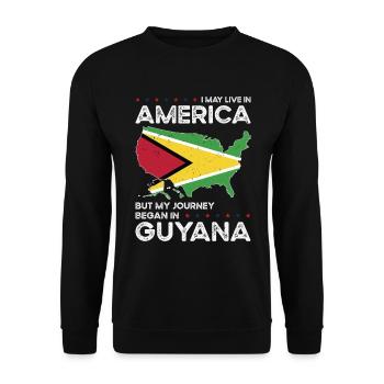 Born Guyanese Guyana American USA Citizenship - Unisex Sweatshirt - black - Front - Alina (178cm) & Michal (187cm)