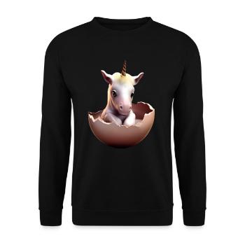 Hatching baby unicorn - Unisex Sweatshirt - black - Front - Alina (178cm) & Michal (187cm)