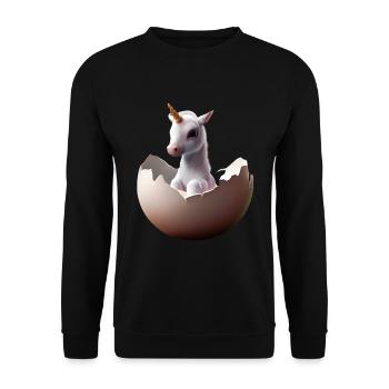 Hatching baby unicorn - Unisex Sweatshirt - black - Front - Alina (178cm) & Michal (187cm)