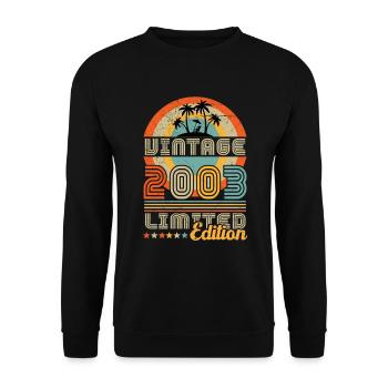 2003 Vintage Rétro Cadeau D’annive - Sweat-shirt Unisexe - noir - Devant - Alina (178cm) & Michal (187cm)