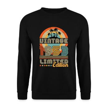Jahrgang 1953 Geburtstagsgeschenk 1953 - Unisex Pullover - Schwarz - Vorne - Alina (178cm) & Michal (187cm)
