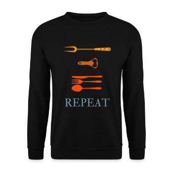 Das perfekte Grill-Outfit für echte Griller-Kerle - Unisex Pullover - Schwarz - Vorne - Alina (178cm) & Michal (187cm)