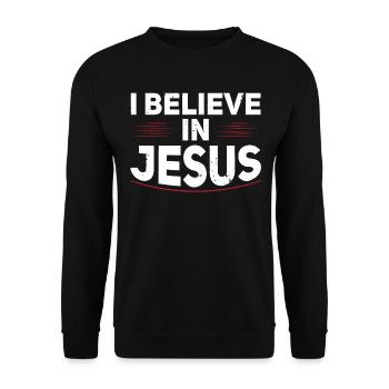 I believe in Jesus Christian faith believer - Unisex Sweatshirt - black - Front - Alina (178cm) & Michal (187cm)