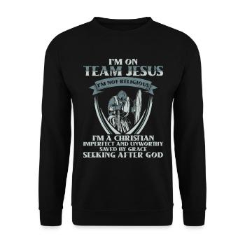 I am part of the team Jesus I am a believer Christian God - Unisex Sweatshirt - black - Front - Alina (178cm) & Michal (187cm)
