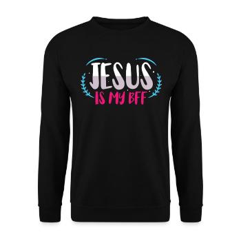Jesus is my friend Christian faith - Unisex Sweatshirt - black - Front - Alina (178cm) & Michal (187cm)
