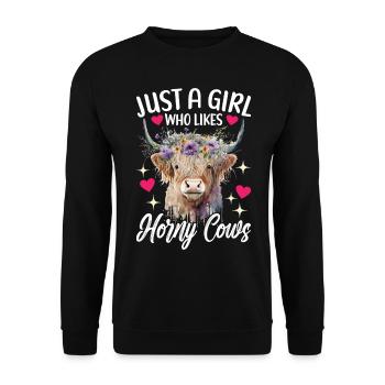 Vache des Highlands Hochlandkuh - Sweat-shirt Unisexe - noir - Devant - Alina (178cm) & Michal (187cm)