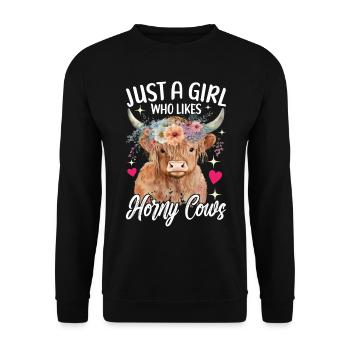 Vache des Highlands Hochlandkuh - Sweat-shirt Unisexe - noir - Devant - Alina (178cm) & Michal (187cm)