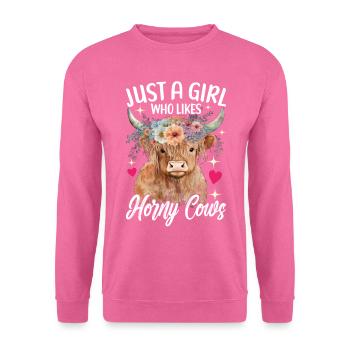 Highland Cow Hochlandkuh - Unisex Pullover - Pink - Vorne
