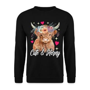 Vache des Highlands Hochlandkuh - Sweat-shirt Unisexe - noir - Devant - Alina (178cm) & Michal (187cm)