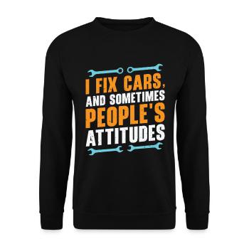 Car Mechanic Auto Engine Repair - Unisex Sweatshirt - black - Front - Alina (178cm) & Michal (187cm)