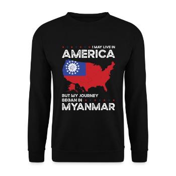 Nés : Birman, Myanmar, Américain, États-Unis - Sweat-shirt Unisexe - noir - Devant - Alina (178cm) & Michal (187cm)