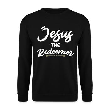 Jesus the Redeemer: Christian faith in God - Unisex Sweatshirt - black - Front - Alina (178cm) & Michal (187cm)
