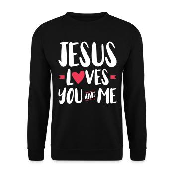 Jésus nous aime, toi et moi, la foi chrétienne - Sweat-shirt Unisexe - noir - Devant - Alina (178cm) & Michal (187cm)