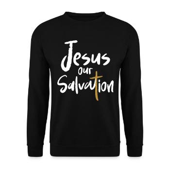 Jesus Our Redemption Cross Christian Faith - Unisex Sweatshirt - black - Front - Alina (178cm) & Michal (187cm)