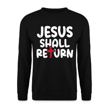 Jesus Will Come Again Cross Christian Faith - Unisex Sweatshirt - black - Front - Alina (178cm) & Michal (187cm)