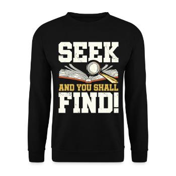 Seek and you will find Bible more Christian - Unisex Sweatshirt - black - Front - Alina (178cm) & Michal (187cm)