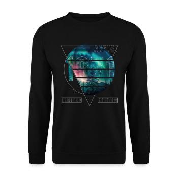Limited Edition 1971 August Geburtstag Polarlicht - Unisex Pullover - Schwarz - Vorne - Alina (178cm) & Michal (187cm)