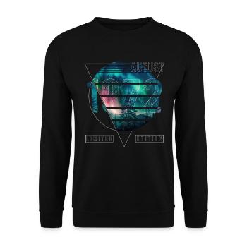 Limited Edition 1972 August Geburtstag Polarlicht - Unisex Pullover - Schwarz - Vorne - Alina (178cm) & Michal (187cm)