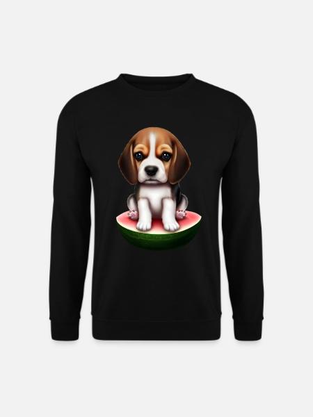Baby Beagle on watermelon - Unisex Sweatshirt - black