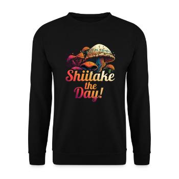 Shiitake Pilz Wald Pilz Shiitake Moral Vegan Umami - Unisex Pullover - Schwarz - Vorne - Alina (178cm) & Michal (187cm)